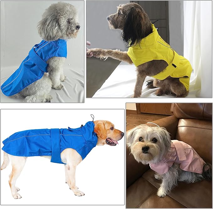 Adjustable Waterproof Dog Raincoat for Dogs,Lightweight Pet Rain Jacket Puppy Clothes with Reflective Strip for Small Medium Large Dogs(Small,Gold Cheery Blossoms Pink)