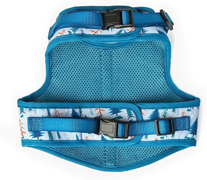 Mile High Life Dog Harness, Air Mesh Floral Vest Harness for 20 lbs Small Dogs & Cats, Easy Get on Adjustable Easy Closures Both Neck and Chest(Gray Tree, M Chest 18"-20")