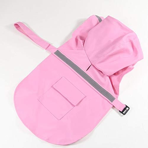 Mikayoo Large Dog Raincoat Adjustable Pet Waterproof Clothes Lightweight Rain Jacket Poncho Hoodies with Strip Reflective(Pink,XXL)