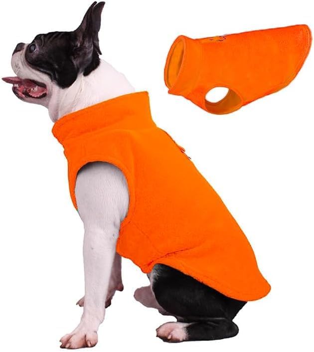 JACKO & CO - Fleece Vest Dog Sweater with Leash Ring - Soft, Warm & Lightweight Pullover Coat for Small & Medium Dogs, Puppies & Cats - Cozy Fall/Winter/Spring Pet Jacket (Pumpkin, XX-Large 25-35lbs)