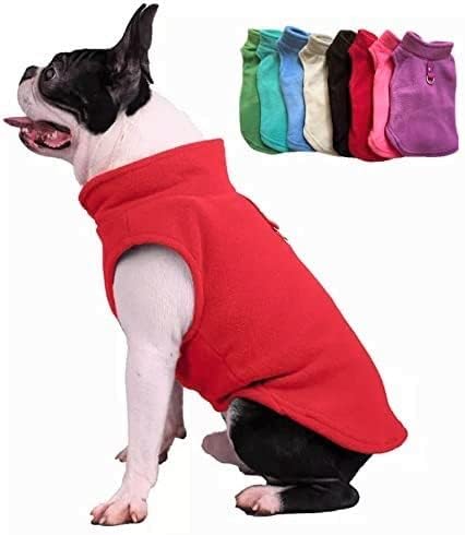 JACKO & CO - Fleece Vest Dog Sweater with Leash Ring - Soft, Warm & Lightweight Pullover Coat for Small & Medium Dogs, Puppies & Cats - Cozy Fall/Winter/Spring Pet Jacket (Red, X-Large 17-25lbs)