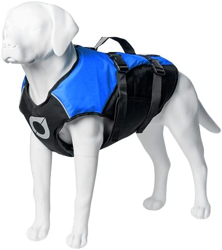 Stunt Puppy Float Doggy Life Jacket, Ergonomic Dog Life Vest for Swimming, Patented Design for Secure Fit, Medium Wide, Blue