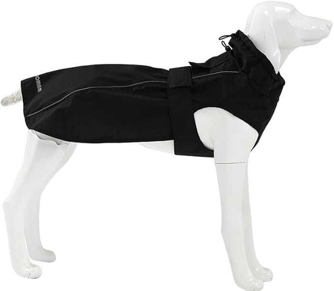 Adjustable Waterproof Dog Raincoat for Dogs,Lightweight Pet Rain Jacket Puppy Clothes with Reflective Strip for Small Medium Large Dogs (Black, 3X-Large)