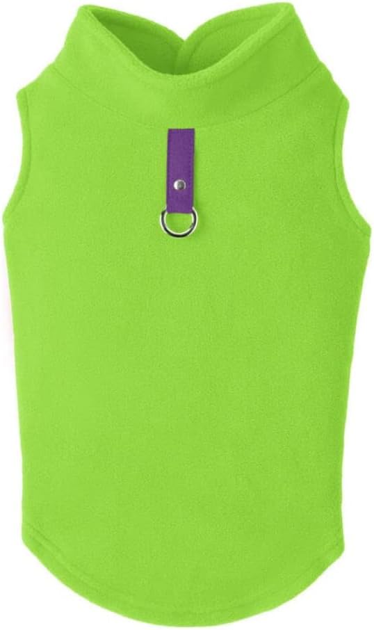 Gooby - Fleece Vest, Small Dog Pullover Fleece Jacket with Leash Ring, Lime, Small