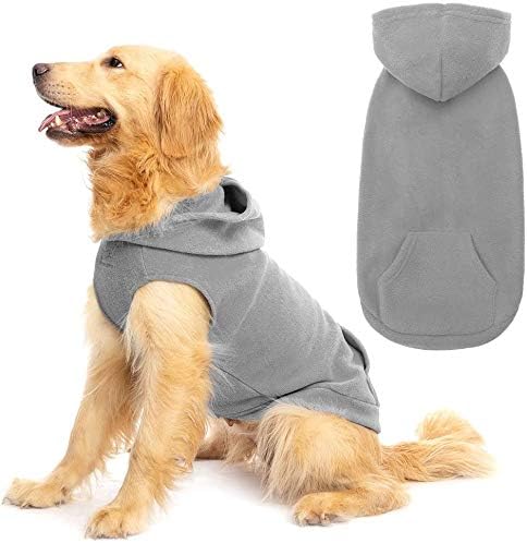 EXPAWLORER Dog Hoodie Fleece Sweater Vest, Hooded Dog Sweatshirt Fall Winter Pet Clothes with Leash Hole, Sleeveless Warm Cozy Puppy Clothing for Cat Small Medium Large Dogs Girl Boy, Grey XXL