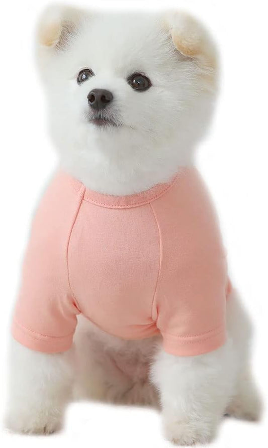 Dog Shirt for Small Dogs Plain T-Shirts Soft Breathable Dog Cotton Shirt pet Clothes (Large, Peach)