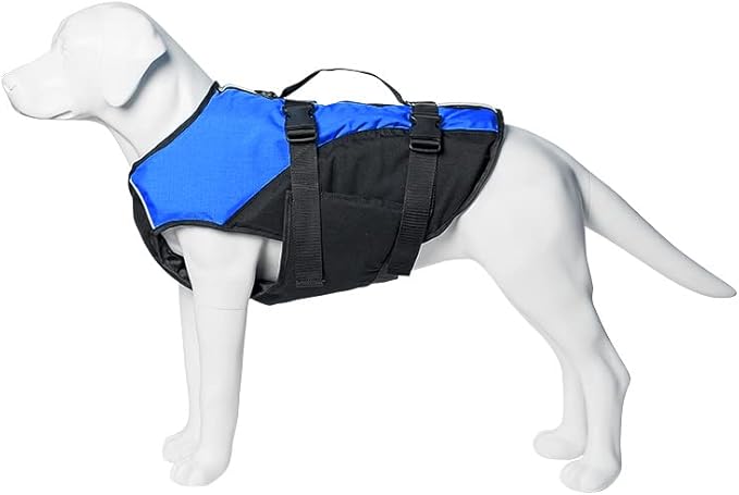 Stunt Puppy Float Doggy Life Jacket, Ergonomic Dog Life Vest for Swimming, Patented Design for Secure Fit, Small Wide, Blue