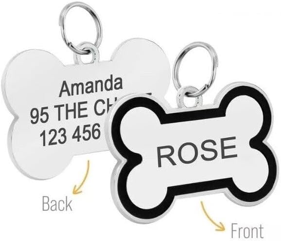 Personalized Dog ID Tags - tag for Dog Collar, pet ID tag, Dogs Tags for Pets, Laser Engraved Dog tag, Name Tags for Dogs, Dog Tags for Large Dogs (Bone-Shaped-Large: Black)
