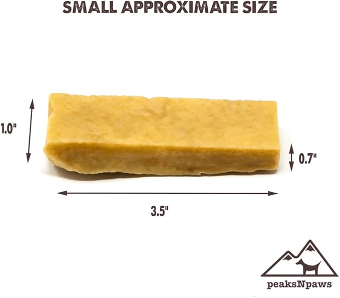 peaksNpaws Himalayan Yak Chews, High Protein Cheese Sticks, Lactose Free, Natural, Long Lasting Dog Treat for Aggressive Chewers Under 15 lbs, 20 Small Treat Sticks, 100% Eco-Friendly Packaging