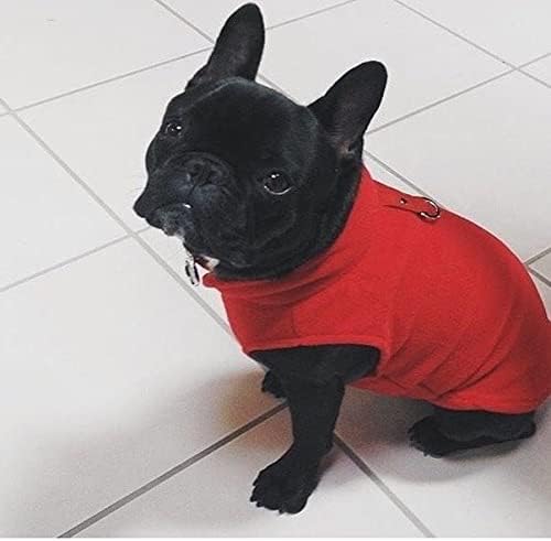 Gooby Fleece Vest Dog Sweater - Red, X-Large - Warm Pullover Fleece Dog Jacket with O-Ring Leash for Small to Medium Dogs