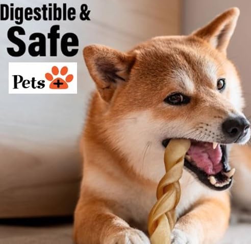 Pets Plus Premium Dog Treats – 3-Pack Braided Cheek Collagen Sticks for Dogs – Long-Lasting, Natural, High Protein Chew – Rawhide Alternative for Medium & Large Dogs