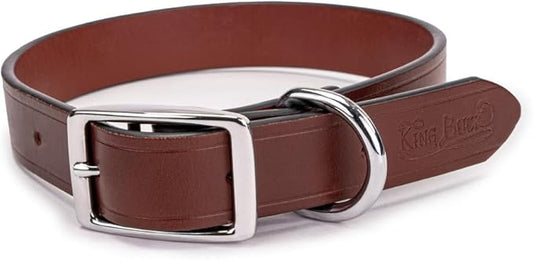 King Buck Leather Dog Collar with D Ring, Leather, Large