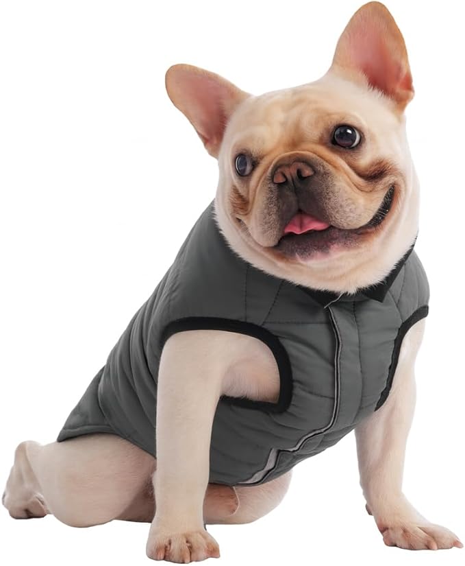 PetWarm Reversible Dog Cold Weather Coats, Waterproof Dog Puffer Vest, Vest for Dogs with Hook-and-Loop Strap, Windproof Outdoor Coat for Winter Walks and Snowy Days, Grey, M