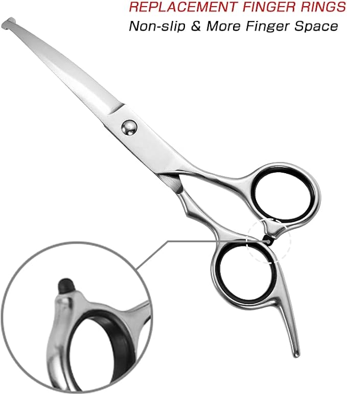 Chibuy Curved dog grooming scissors with Round Tips, Pet Shear for Cats, 4CR Stainless Steel Bending, Professional Tools for Home