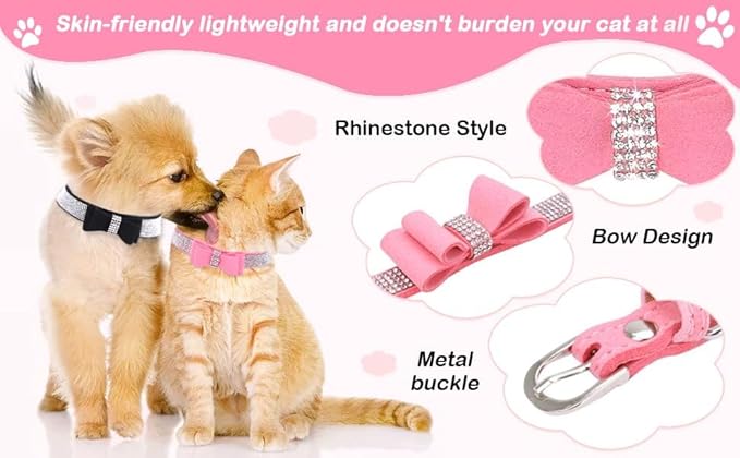 Serijoars Small Dog Collar with Rhinestone Crystal Diamond Colorful Bling Girl Puppy Cat Collars (S, Purple1)