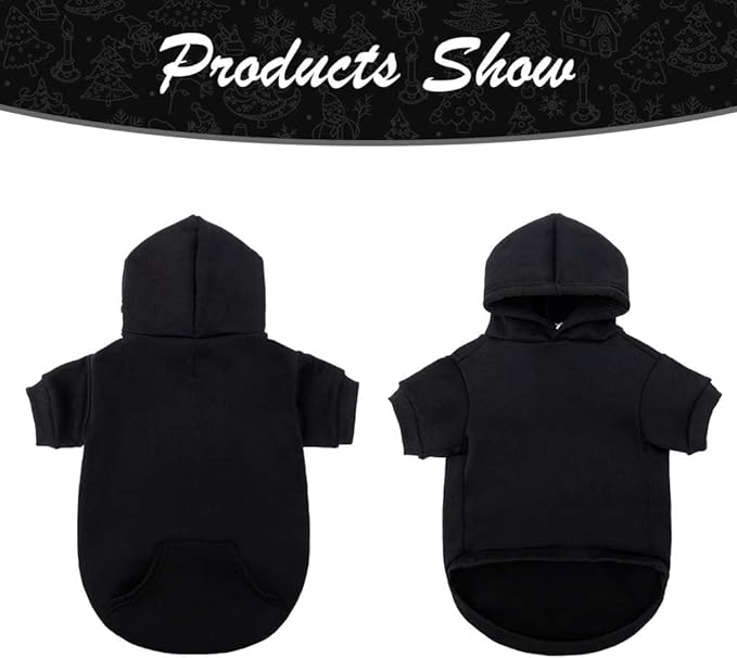 KOOLTAIL Basic Dog Hoodie - Soft and Warm Dog Hoodie Sweater with Leash Hole and Pocket, Dog Winter Coat, Cold Weather Clothes Sweatshirt for Small Medium Large Dogs Puppy Cat Boys Girls Black XL/XXL