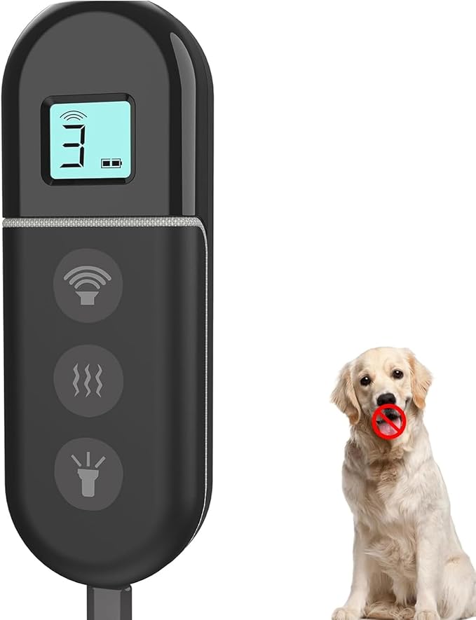 Anti Barking Device,3 in 1 Rechargeable Dog Barking Control Devices,Ultrasonic, LCD Screen Display Dog Bark Deterrent Safe for Human & Dogs up to 16.4 Ft Range Indoor & Outdoor(Black)