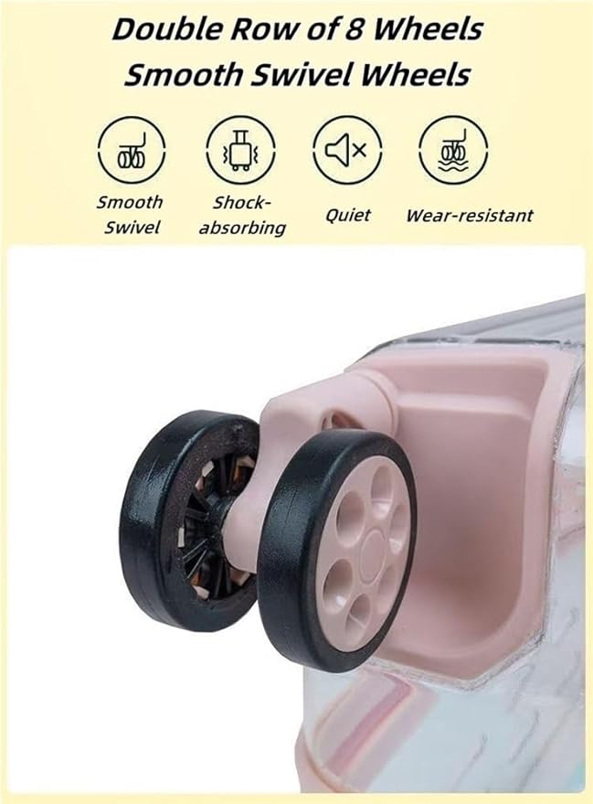 Rolling Pet Trolley Case, Portable Hard Shell Pet Carrier, Clear Plastic Cat Travel Box, Suitable for Cats and Dogs(Pink,9.8 * 11.0 * 15.4in)