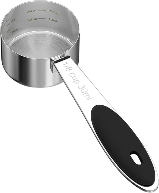 1PCS 1/8CUP(30ml) Dog Cat Food Scoop, Stainless Steel Measuring Cup, Metal Pet Scooper with Inner Precision Scale Measurement