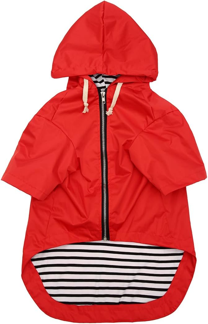 Dog Raincoat rain Jacket Raincoat Dogs Waterproof Small Medium Breeds Zip Closure Storage Pocket Harness Hole Red XXL