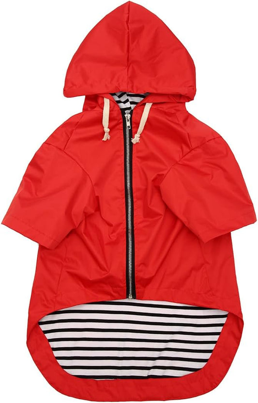 Dog Raincoat rain Jacket Raincoat Dogs Waterproof Small Medium Breeds Zip Closure Storage Pocket Harness Hole Red XS