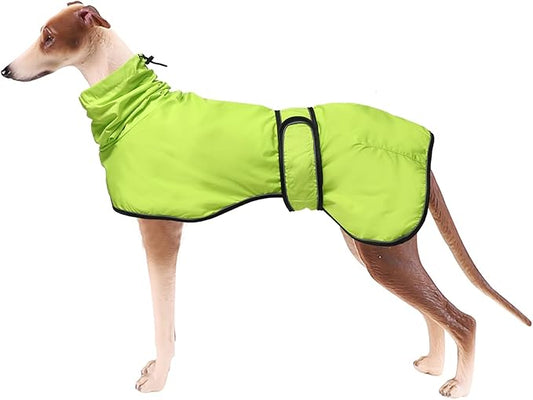 Dog Raincoat with Reflective Bar, Rain/Water Resistant, Adjustable Vest - Dog Raincoats for Greyhounds, Lurchers and Whippets - Light Green - S
