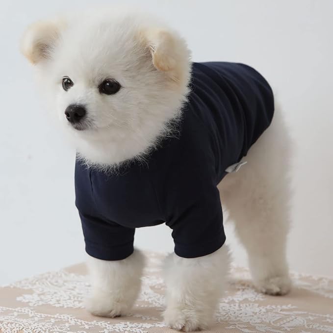 Dog Shirt for Small Dogs Plain T-Shirts Soft Breathable Dog Cotton Shirt pet Clothes (Small, Navy)