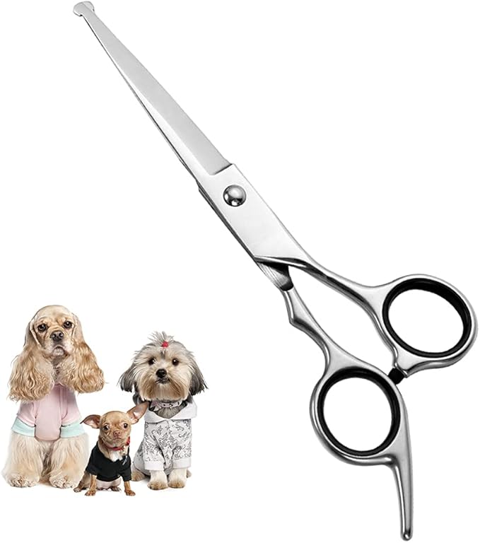 Chibuy Professional Dog Grooming Scissors Straight Cut with Safety Round Tips, 4CR Stainless Steel & Titanium Coated for Precise Cutting, for Professional Groomers & Home Use, for Dogs & Cats