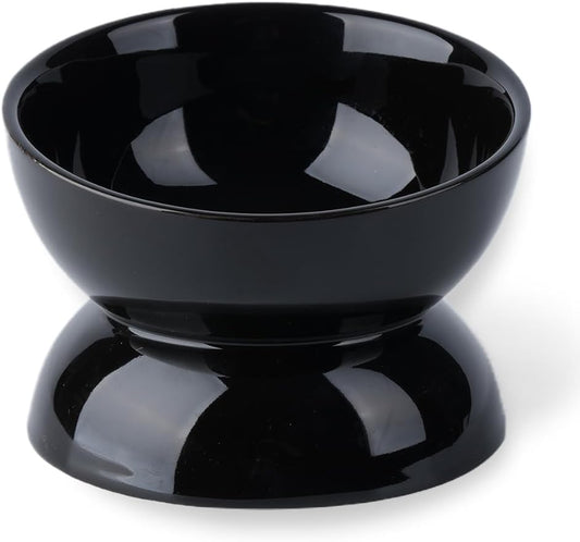 Cat Water Bowl, 16 OZ Ceramic Elevated Cat Bowls, 15° Tilted and Raised Pet Food Dish, Anti Vomiting Protect Pets' Spines and Whisker Fatigue