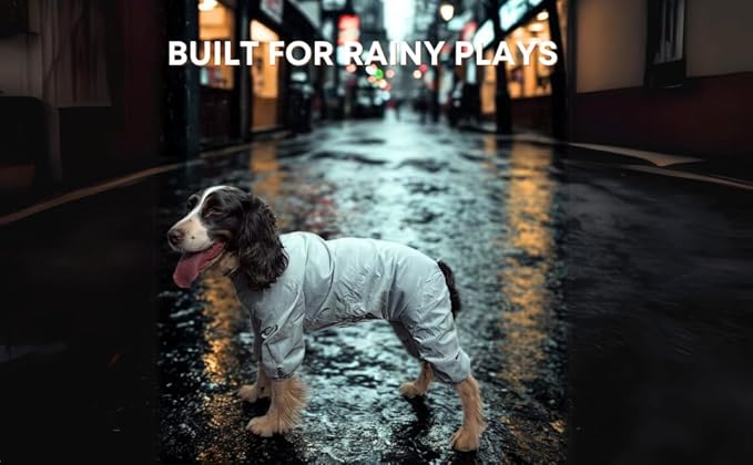 Dog Raincoat, Waterproof Coat, Light Weight & Weather Resistant Shell, Full Coverage Rain Jacket with Legs, Including Storage Bag, for Medium Breed (Large)