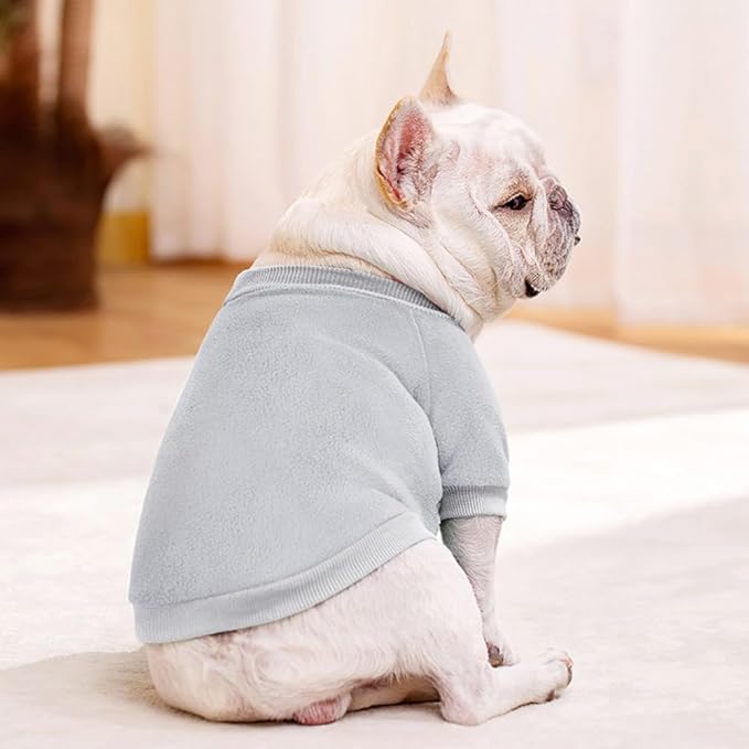 Idepet Dog Fleece Sweater, Small Dogs Shirt Pullover Sweatshirt Pet Dog Clothes Soft Puppy Sweater Warm Winter Shirt Classic Cat Apparel for Small Dogs and Cats (XX-Small, Grey)