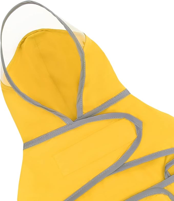 HDE Dog Raincoat with Clear Hood Rain Jacket Poncho for Small Medium Large Dogs Yellow - L