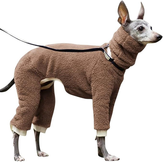 Esobo Fashion Winter Dog Warm Coat Jacket Four-Legged Neck Warm Pet Sweaters for Small Medium Large Dogs Brown