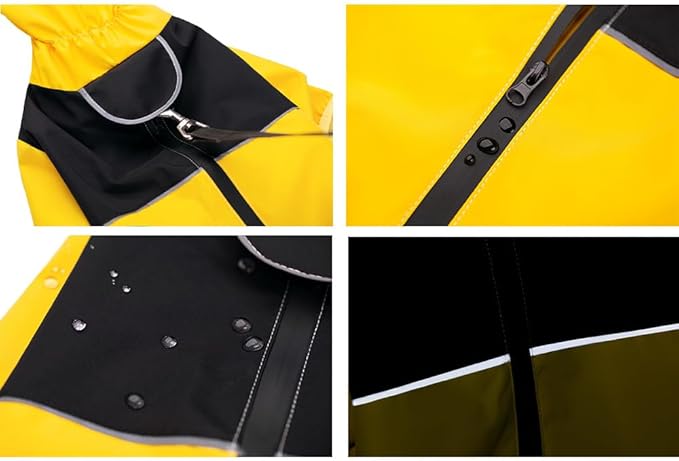Dog Raincoat,Waterproof Windproof Rain Jacket,All-Weather Jacket,for Small Medium Large Extra Large Dogs (Black, X-Large)