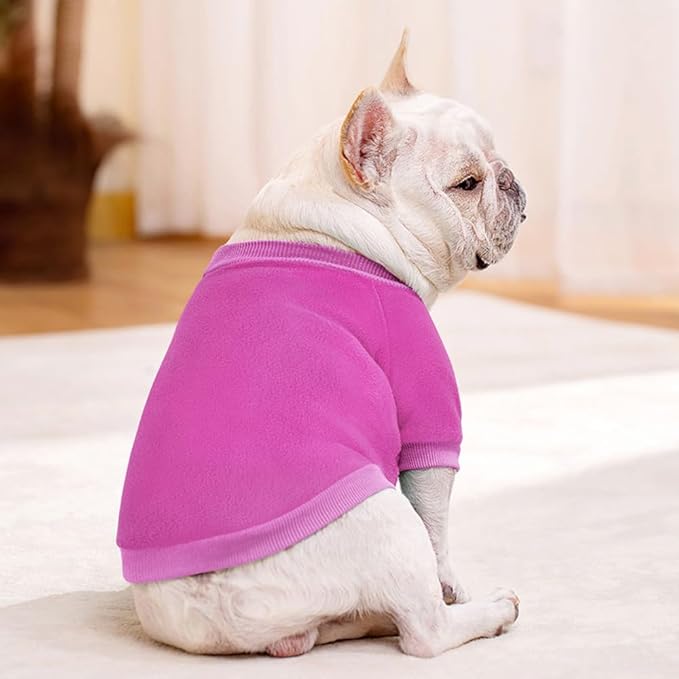 Idepet Dog Fleece Sweater - Soft Puppy & Cat Pullover Sweatshirt - Warm Winter Shirt - Classic Cat Apparel (Purple, Small)