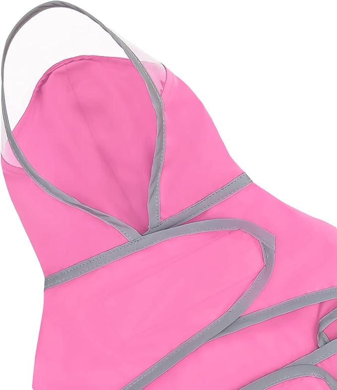 HDE Dog Raincoat with Clear Hood Rain Jacket Poncho for Small Medium Large Dogs Pink - 3XL