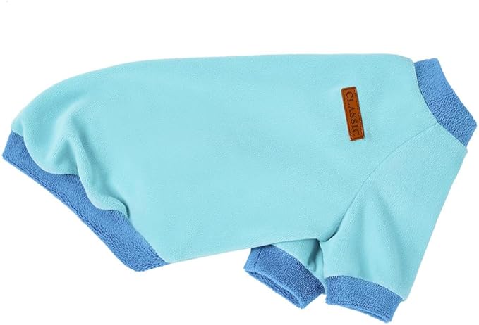 GreenJoy Classic Fleece Dog Sweater – Soft & Warm Stretchy Sweatshirt for Small Dogs & Cats, Cold-Weather Pullover for Everyday Wear (Light Blue, X-Small)