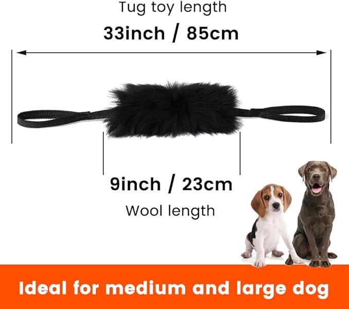 HOWGO Dog Bungee Chaser Toy Double Handles Natural Sheepskin Fur for All Breeds(MintGreen,2Pack)