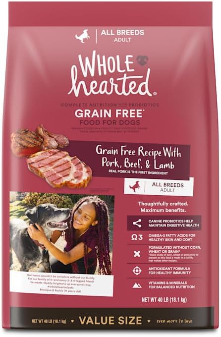 WholeHearted Grain Free Pork Beef & Lamb Recipe Dry Dog Food 40 lbs.