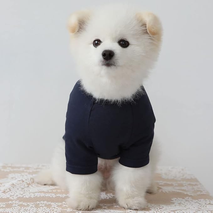 Dog Shirt for Small Dogs Plain T-Shirts Soft Breathable Dog Cotton Shirt pet Clothes (Large, Navy)
