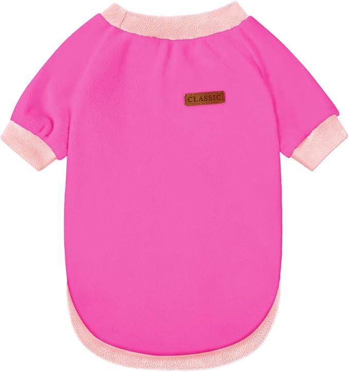 GreenJoy Classic Fleece Dog Sweater – Soft & Warm Stretchy Sweatshirt for Small Dogs & Cats, Cold-Weather Pullover for Everyday Wear (Dark Pink, Large/X-Large)