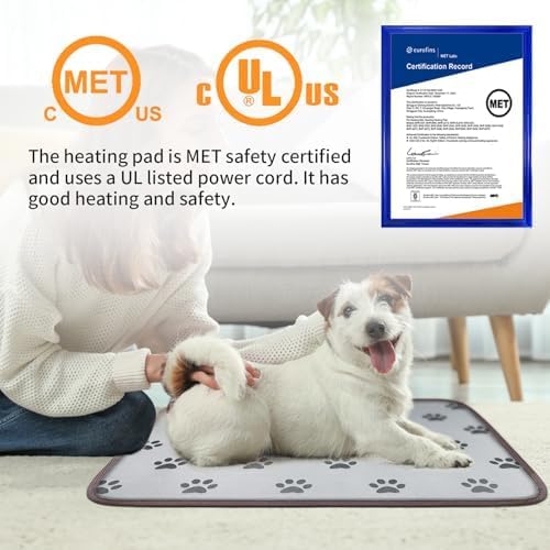 Bestio Extra-Large Dog Heating Pad 47×30 in Heated Dog Bed Intelligent Constant Temperature Switch and On Normally Open Function UL&MET Dual Authentication Metal Protective Tube-Paw