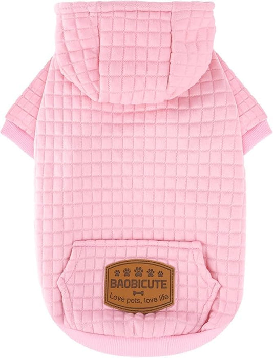 2 Pack Dog Hoodie Sweaters for Small Medium Dogs Warm Dog Clothes for Large Dogs Soft Waffle-Like Laminated Sweatshirt Bulldog (Pink, XXS (Back: 8",Chest: 11", Neck: 7.9"))