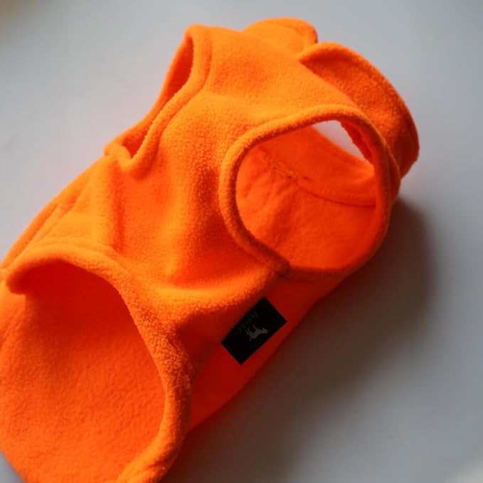 JACKO & CO - Fleece Vest Dog Sweater with Leash Ring - Soft, Warm & Lightweight Pullover Coat for Small & Medium Dogs, Puppies & Cats - Cozy Fall/Winter/Spring Pet Jacket (Pumpkin, XX-Large 25-35lbs)