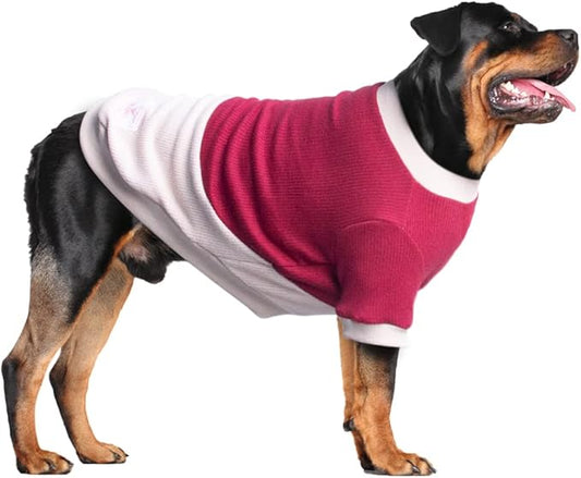 Extra Large Dog Sweaters Warm Clothes Pullover Sweatshirts for Labrador Rottweiler Great Dane, Dark Red Beige, 5X-Large