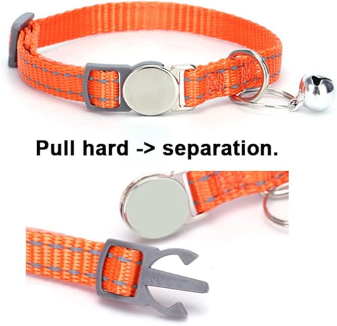 Red Cat Collar with Bell & Breakaway, Reflective Kitten Collar with Bells, Soft Nylon Break Away Dog Collar for Xs Small Tiny Puppy, Neck 7-11 Inch