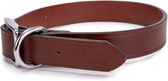 King Buck Leather Dog Collar with D Ring, Leather, Small