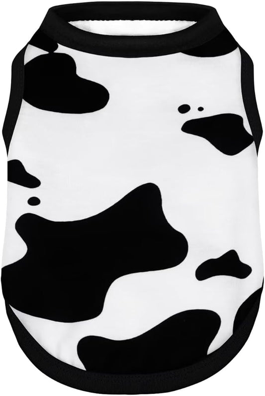Adorable Cow Print Dog Shirts – Lightweight, Cozy Outfit for Small to Medium Dogs, Soft & Snuggly Pet Wear for Everyday Comfort and Cuteness.Back & XS