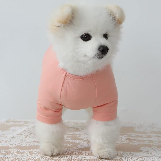 Dog Shirt for Small Dogs Plain T-Shirts Soft Breathable Dog Cotton Shirt pet Clothes (Large, Peach)