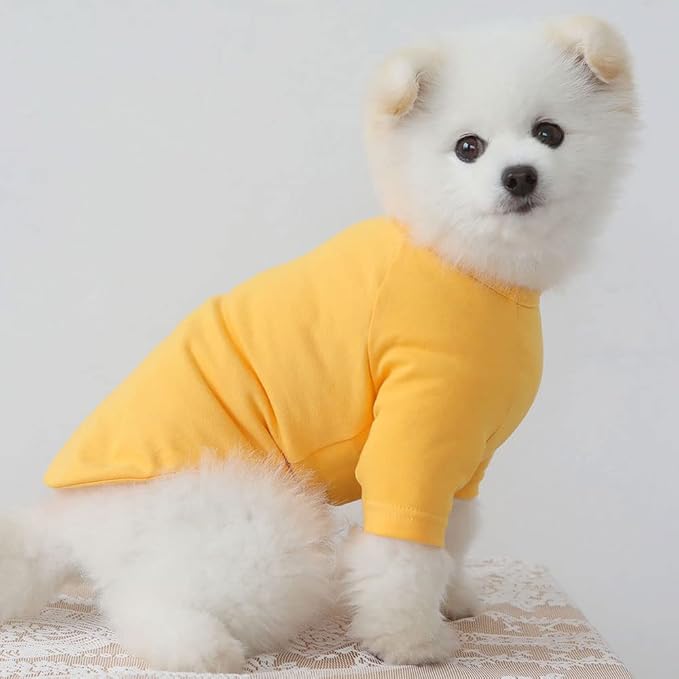 Dog Shirt for Small Dogs Plain T-Shirts Soft Breathable Dog Cotton Shirt pet Clothes (Large, Yellow)